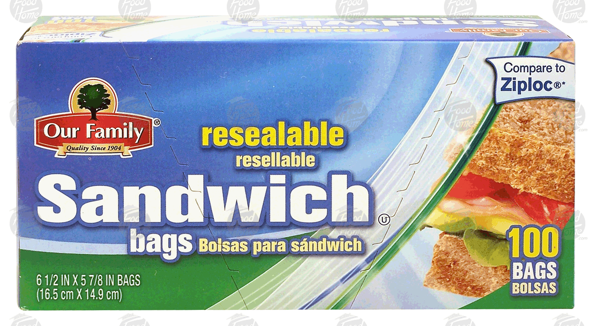 Our Family  sandwich bags, resealable, 6 1/2-in x 5 7/8-in Full-Size Picture